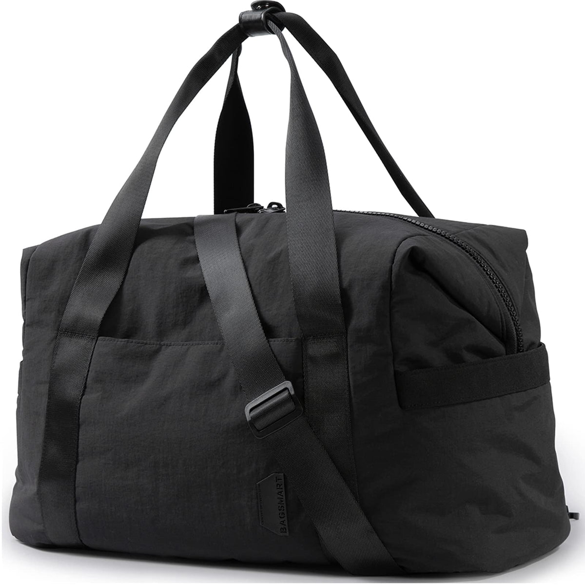 Weekender Bags for Women, BAGSMART Travel Duffel Bags with Shoe Compartment,Personal Item Travel Bag for Airlines, Carry on Overnight Tote Bag with Toiletry Bag (Black 1)