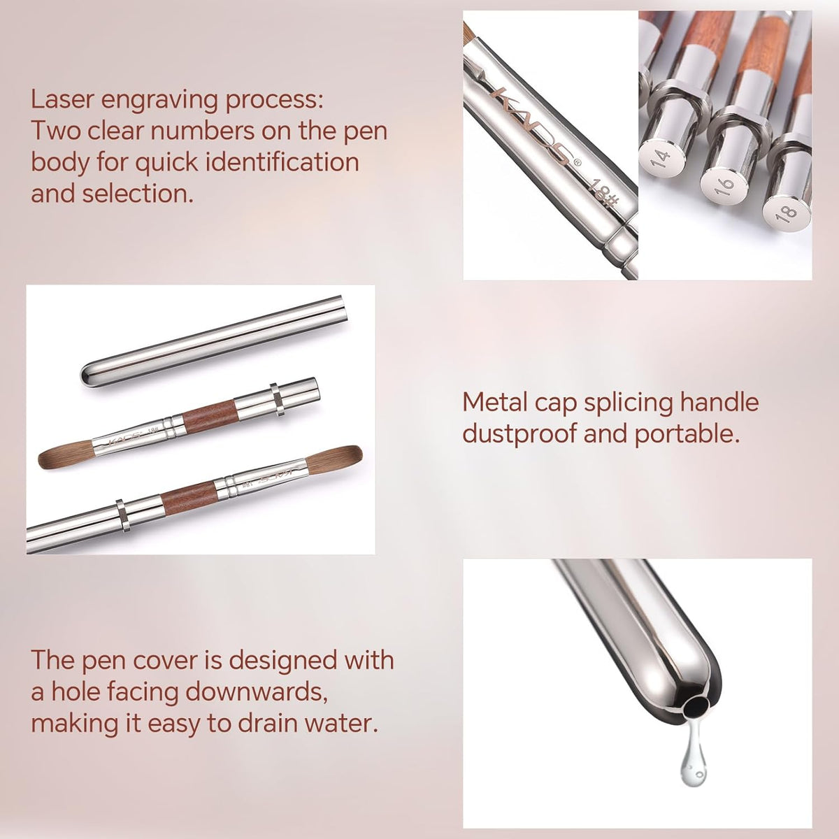 KADS Acrylic Nail Brush with Penholder Nail Brush for Acrylic Application-Oval Shaped Powder Nail Design Tools for Professional Manicure DIY Home Salon (10#)