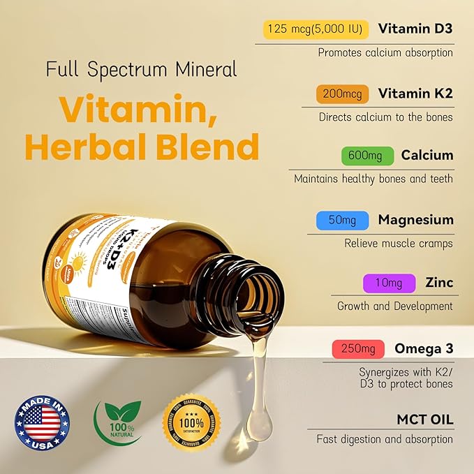 Liquid Vitamin D3 K2 + Glucosamine Chondroitin MSM