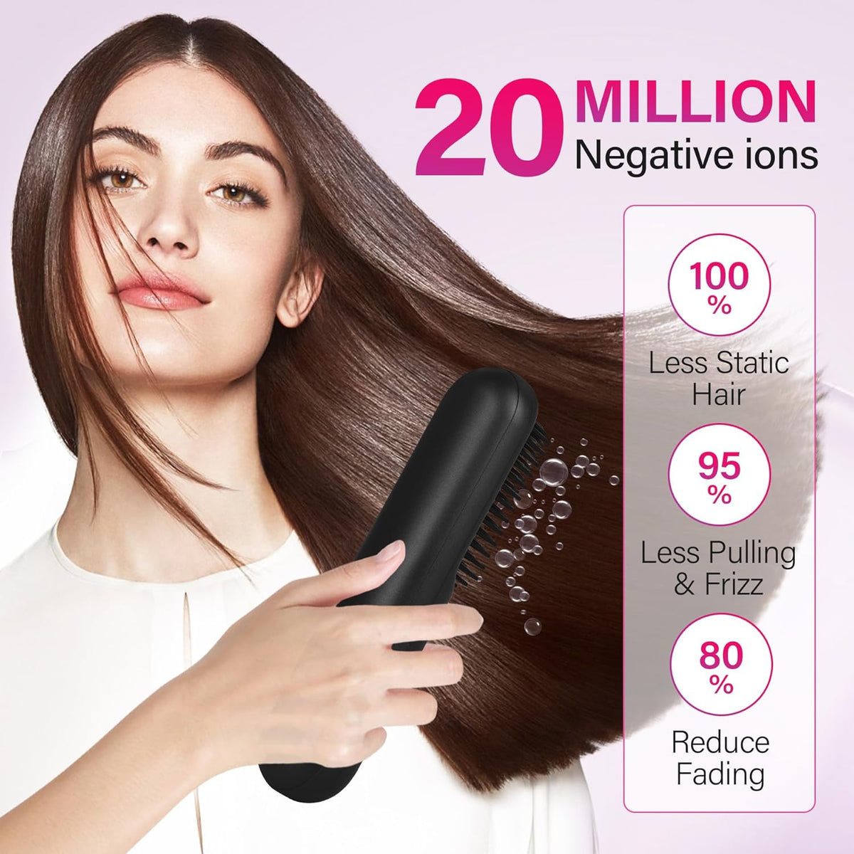 Rechargeable Hot Hair Brush Straightener Heat Pressing Combs Ceramic Electric Straightening Comb, Anti Burn for Natural Black Hair Beard Wigs Holiday Gifts