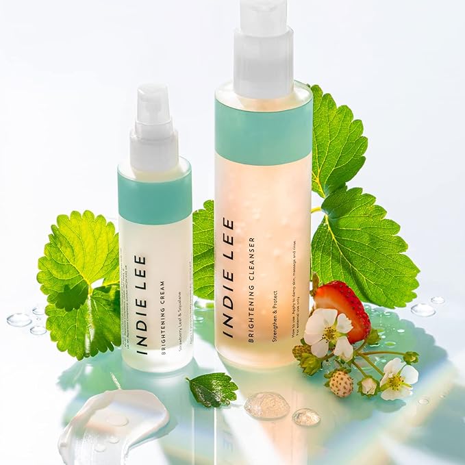 Indie Lee Brightening Cream - Centella Asiatica & Strawberry Leaf Extract for a Radiant, Antioxidant Plumping Cream - Moisturizing Face Cream with Brightening Safflower Oil & Squalane Oil (50ml)