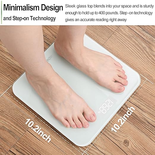 RENPHO Digital Bathroom Scales Weighing Scale with High Precision Sensors Body Weight Scale (Stone/lb/kg) - White, Core 1S