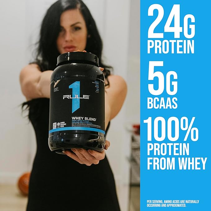Rule One Proteins Whey Blend - Vanilla Ice Cream, 24g Fast-Acting Whey Protein Concentrates, Isolates, and Hydrolysates Per Serving, with Naturally Occurring EAAs and BCAAs, 2lbs