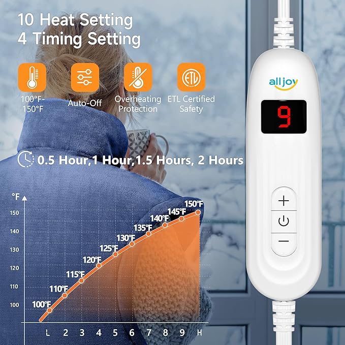 Heating Pad for Back Pain Relief, 24"x33" Weighted Heating Pads for Neck and Shoulder, Back Heating Pads Fast-Heating with 10 Heat Settings, 4 Timing Setting Full Body Heating Pad, Gifts for Women Men