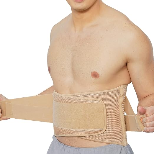 NeoTech Care Adjustable Compression Wide Back Brace Lumbar Support Belt (Charcoal, Size XXL)