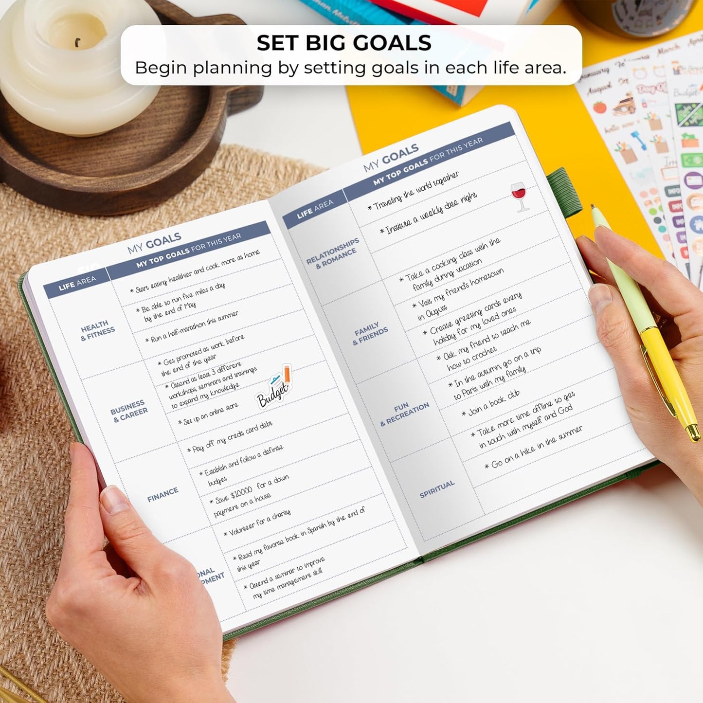 Clever Fox Planner 2nd Edition – Colorful Weekly & Monthly Goal Planner, Time Management & Productivity Organizer, Undated, A5 (Forest Green)