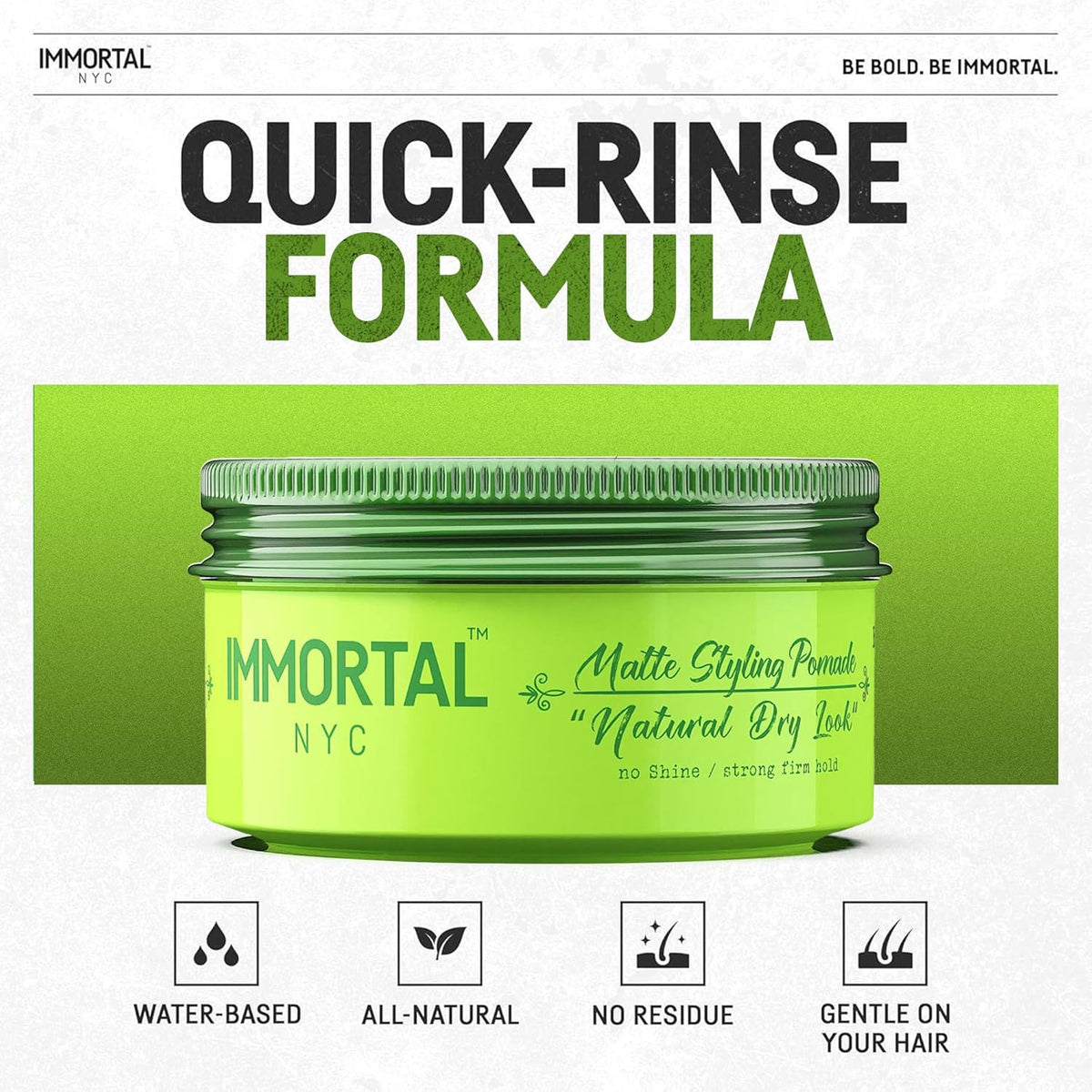 Immortal NYC Natural Dry Look Hair Wax - 8 out of 9 Holding Ability, Matte Finish - All Natural Water-Based Hair Wax for Men - No Residue, All Hair Types