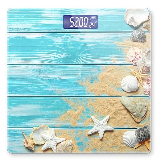 Weight Scale Digital Scale for Body Weight Bathroom Scales Personalized Scale for Body Weight 400 lbs with Large Backlit Display Easy Read - Beach Boat Deck Shells