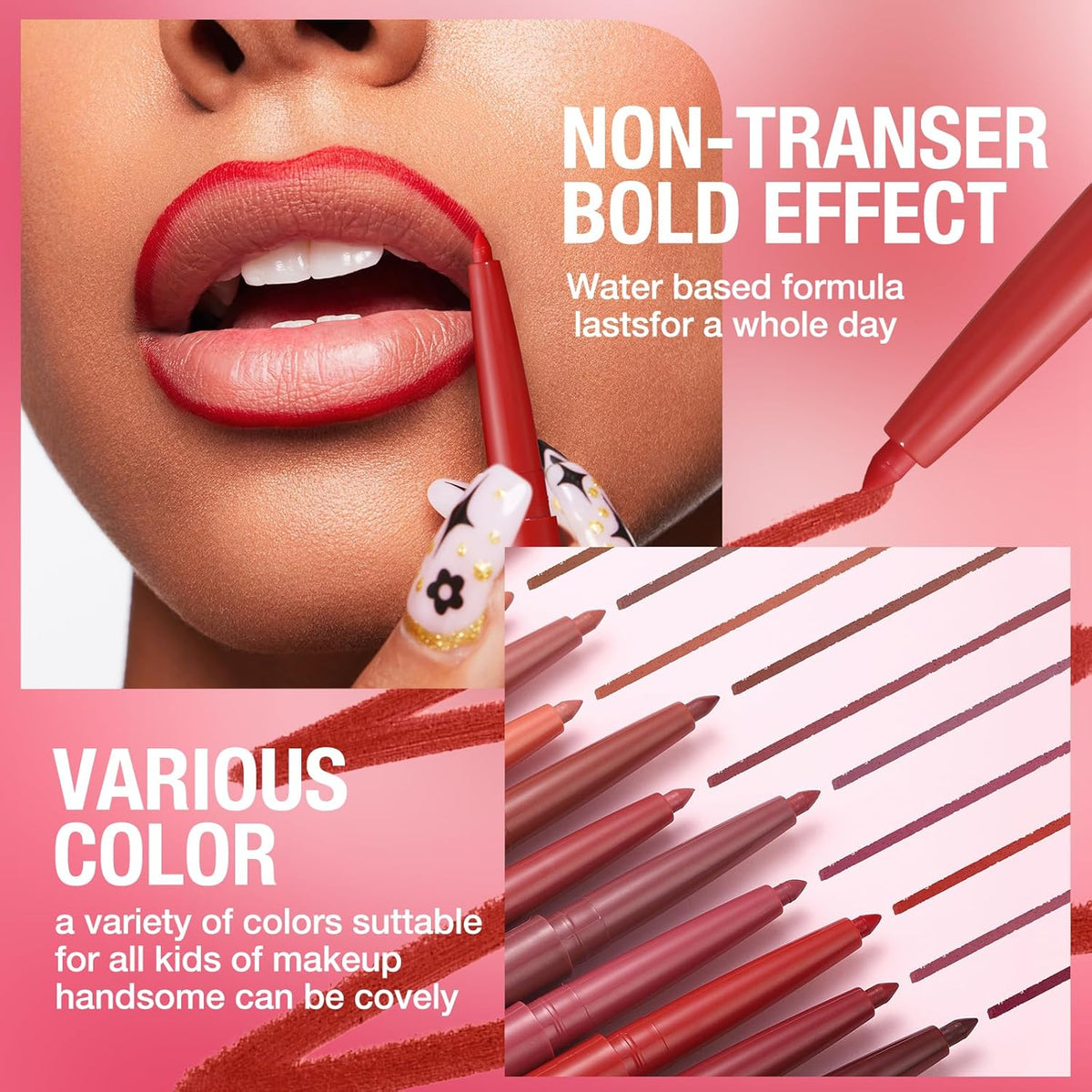LANGMANNI 4Pcs Sculpting Matte Velvet Lip Liner Set,Smooth Creamy Texture,Waterproof And High Pigmented For Girls Daily Application Lip Makeup(5+6+7+8)