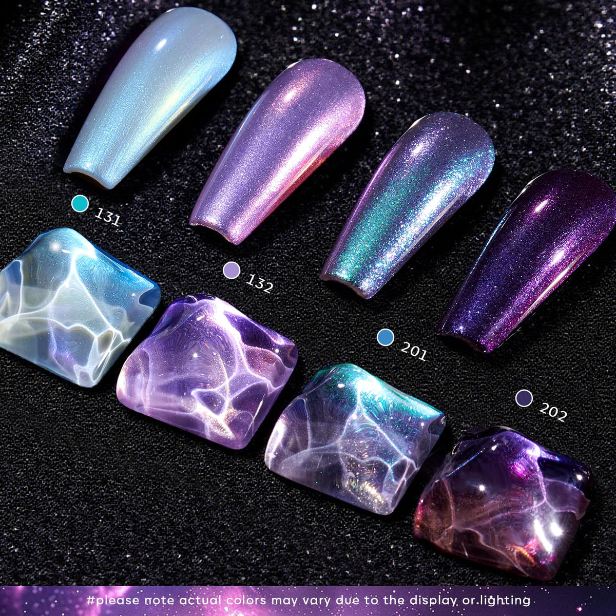 AZUREBEAUTY Holographic Nail Polish Set: 4 Colors Quick Dry Purple Pink Chameleon Fall Winter Natural Fingernail with Top Coat DIY Salon Gift for Women