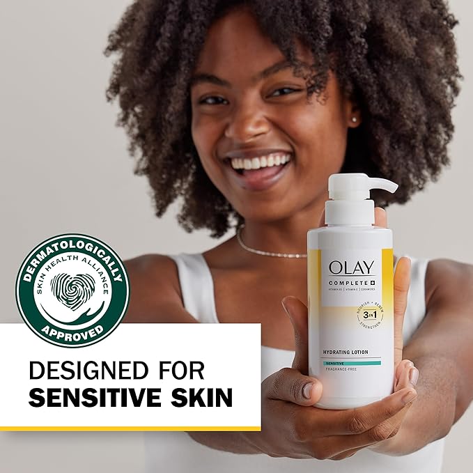 Olay Complete+ Hydrating Lotion Fragrance-Free, 10.1 FL OZ, 3-in-1 Nourishing Face Moisturizer for All Skin Types with Vitamin B3, Vitamin E, and Ceramides