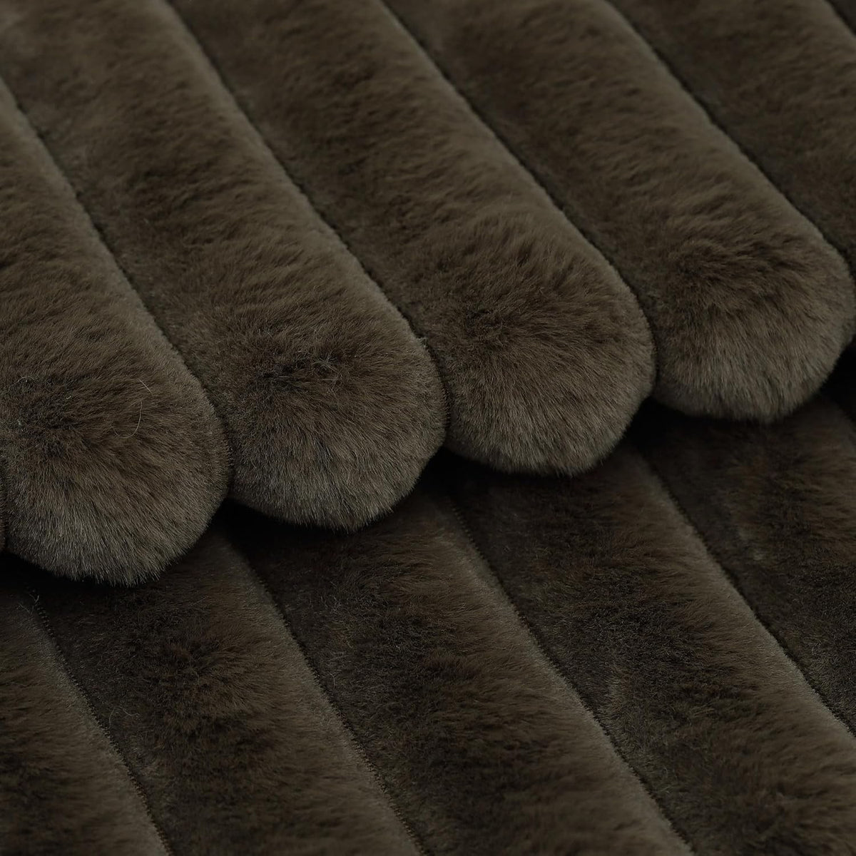 MADIZZ Set of 2 Faux Wool Plush Decorative Throw Pillow Covers 16x16 Inch Drak Brown Fluffy Striped Soft Decorative Cushion Cover for Sofa Bedroom Pillow Shell