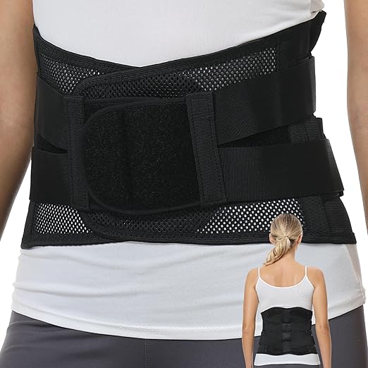 NeoTech Care Adjustable Double Pull Lumbar Brace/Lower Back Belt (Black, Size L)