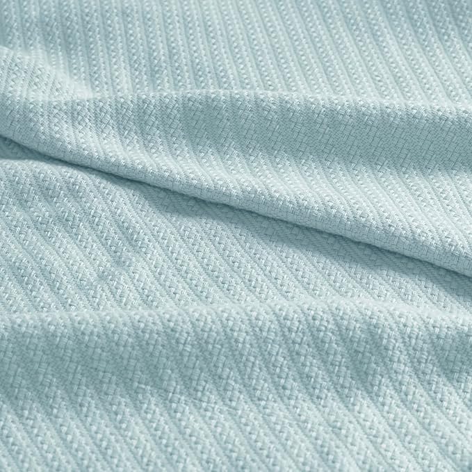 Madison Park Liquid Cotton Luxury Blanket Premium Soft Cozy 100% Ring Spun Cotton For Bed , Couch or Sofa, King, Light Blue