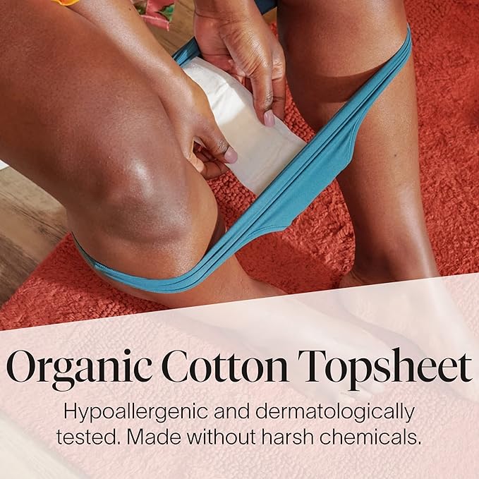 Cora Ultra Thin Organic Bladder Liners | Incontinence & Postpartum Pads for Women | Panty Liners for Bladder Leaks | Breathable Cotton (100 Extra Long)
