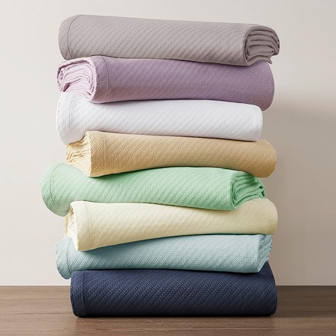 Madison Park Liquid Cotton Luxury Blanket Premium Soft Cozy 100% Ring Spun Cotton For Bed , Couch or Sofa, King, Light Blue