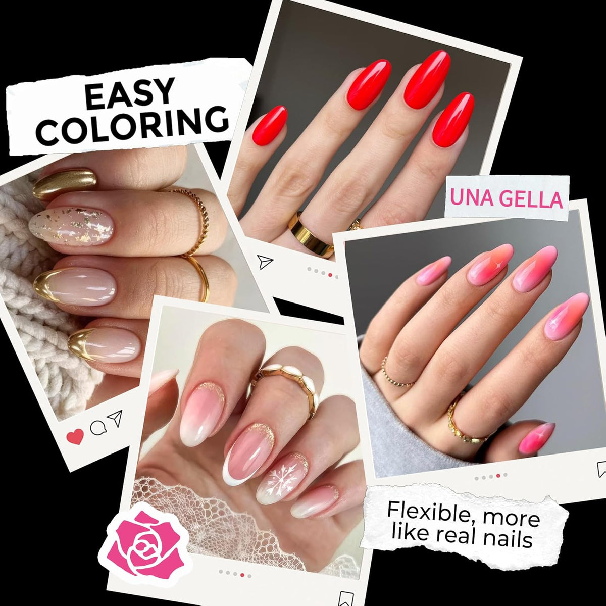 UNA GELLA Medium Oval Fake Nails Pre-Shape 216pcs Round Gel Nail Tips Press on Nails for Full Cover Acrylic Round Oval Full Nails False Nails 12 Sizes False Soft Gel Tips