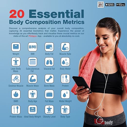 Smart Digital Body Scale – Detects 20 Body Composition Metrics Including Weight, BMI, Body Fat, and Much More – Connects to Smartphone App – Supports 8 Users – Digital Family Scale