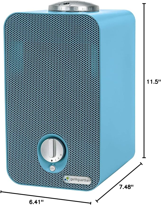 GermGuardian Air Purifier for Home with HEPA Pure Filter, Night Light Projector, UV-C Light Helps Reduce Germs, Removes 99.97% of Pollutants, Rooms up to 263 Sq. Ft., 11", Blue, AC4150BLCA