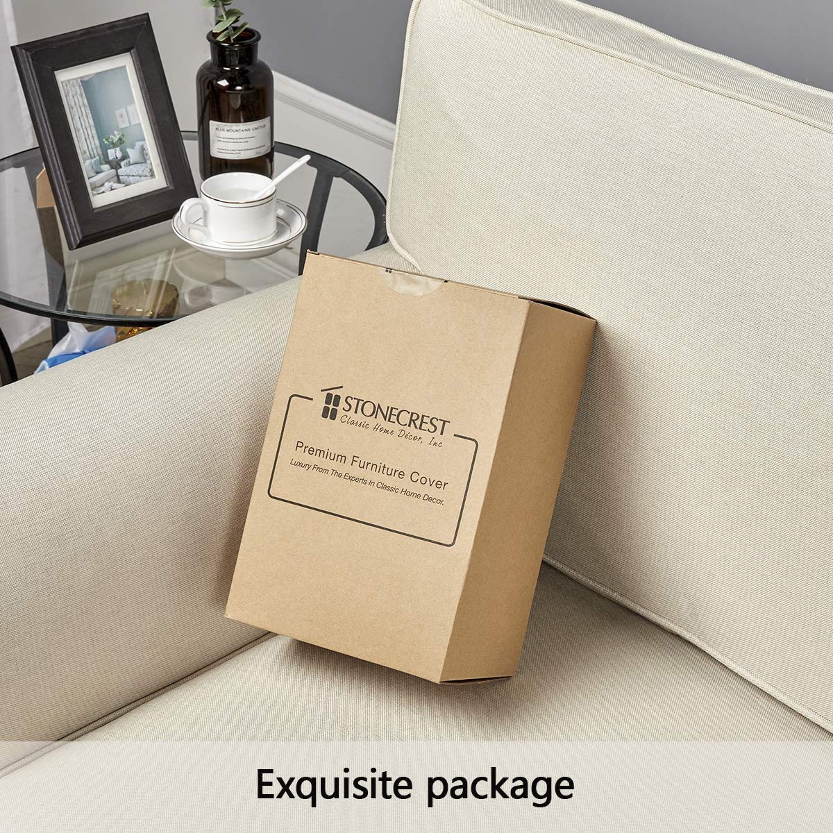 STONECREST Recliner Chair Cover, Sherpa Slipcover, Stay in Place (White/Beige, 23" Regular Recliner)