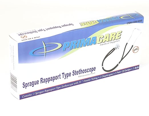 Primacare DS-9295-FS 30" Sprague Rappaport Style Stethoscope for Doctors, Nurses and Medical Students, First Aid Professional Dual Head Cardiology Kit for Men, Women and Pediatric, Frosted Seabreeze