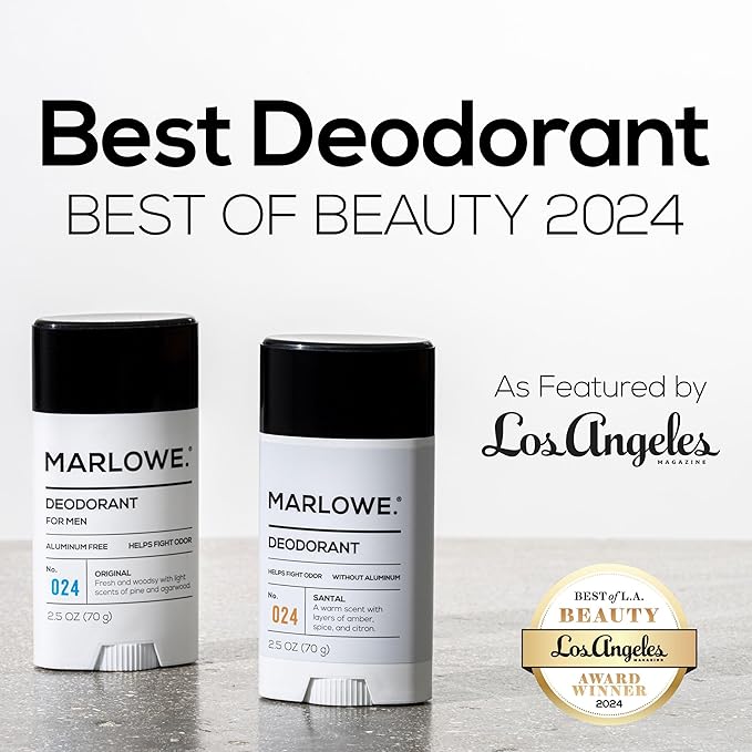 No. 024 Natural Deodorant for Men 3-Pack | Aluminum Free Stick | Made with Coconut Oil, Shea Butter, Jojoba | Only No-Nonsense Ingredients that Work Best | Fresh & Woodsy Scent