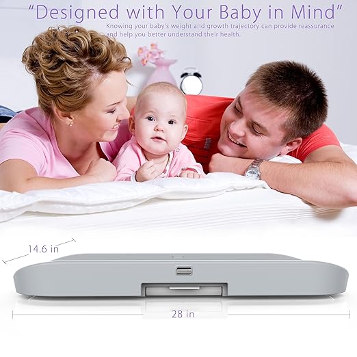 Baby Digital Weight Scale, Accurate Infant Scale with Bluetooth & Non-Slip Surface - Portable, Washable, for Newborns and Toddlers - Gray