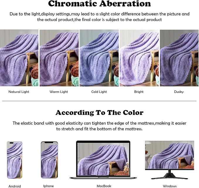 NEWCOSPLAY Super Soft Throw Blanket Lavender Premium Silky Flannel Fleece 3D Waffle Checkered Lightweight Bed Blanket All Season Use (Lavender, Throw(50"x70"))
