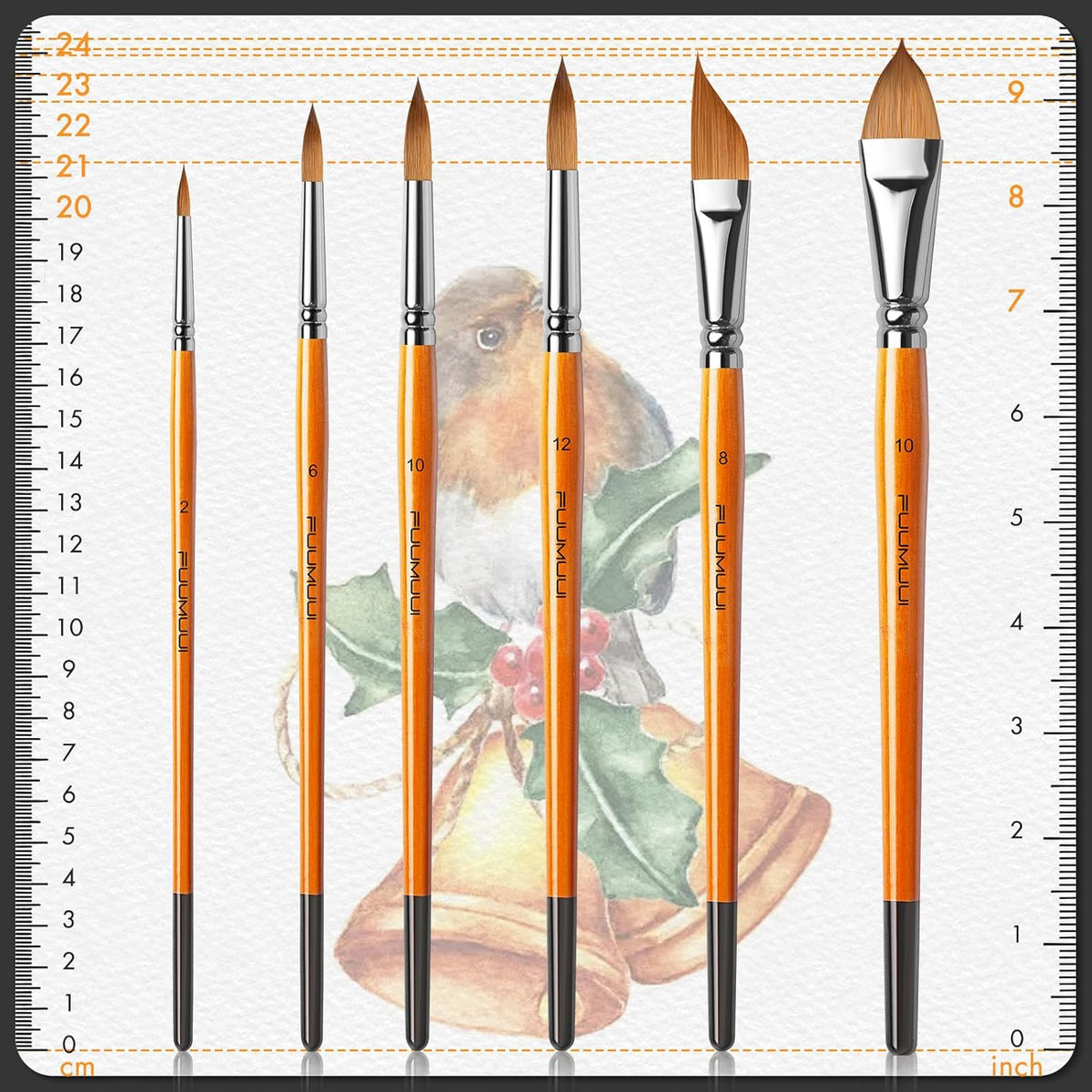 Sable Watercolor Brushes Kolinsky Watercolor Paint Brushes for Artists Professional 6pcs - Pointed Rounds Cat Tongue Oval Wash Dagger for Watercolor Acrylics Inks Gouache Painting