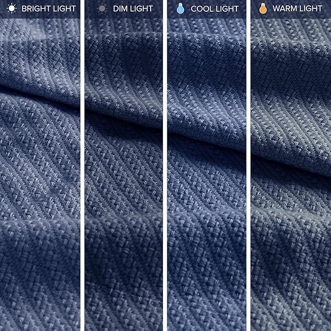 Madison Park Liquid Cotton Blanket Breathable, Softer Ring Spun Weave, Diamond Motif, Luxurious 100% Cotton All Seasons Lightweight Summer Blanket for Bed, Couch, Office, Navy, Twin