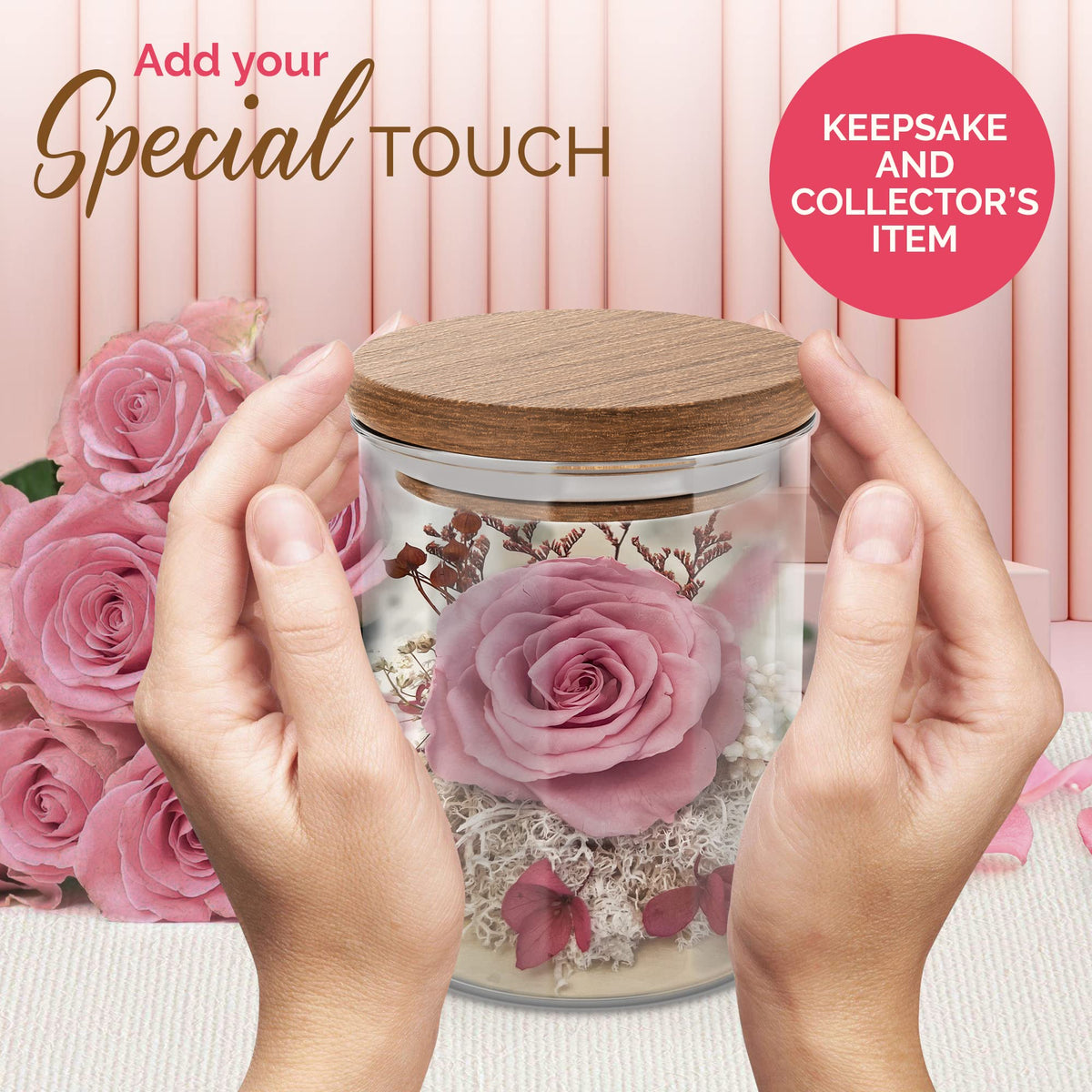 Havenstock Pink Rose in a Glass Dome - Premium Real Roses That Last a Year or More - Mother's Day Unique Gifts for Her Preserved Roses - Forever Flower Decor Preserved Flowers - Eternal Rose Display