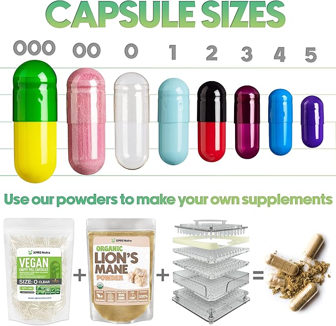 XPRS Nutra Size 1 Empty Capsules - 1000 Count Empty Gelatin Capsules - Pill DIY Capsule Filling - Pure Bovine Pill Gel Caps for Do-It-Yourself Supplements (Blue/White)
