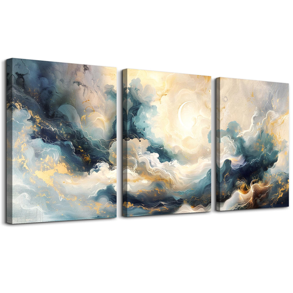 TTHYUEWS Canvas Wall Art For Living Room Modern Wall Decor For Bedroom Office Wall Decorations Minimalism Abstract Ink Paintings Framed Canvas Prints Wall Pictures Art Bathroom Home Decor 3 Piece