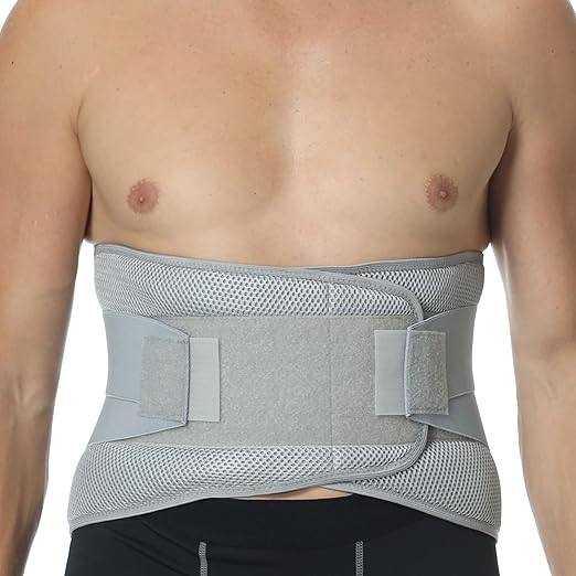 NeoTech Care Adjustable Compression Back Brace Lumbar Support Belt, Grey, Size S
