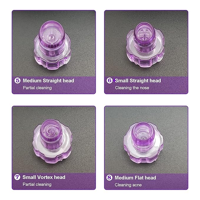 Elitzia Plastic Hydro Dermabrasion Microderma Heads Hydra Facial Aqua Peel Tips Water Peeling Caps Facial Care Skin Cleaning Tool Beauty Machine Replacement Spare Parts 8pcs Per Set （Purple）