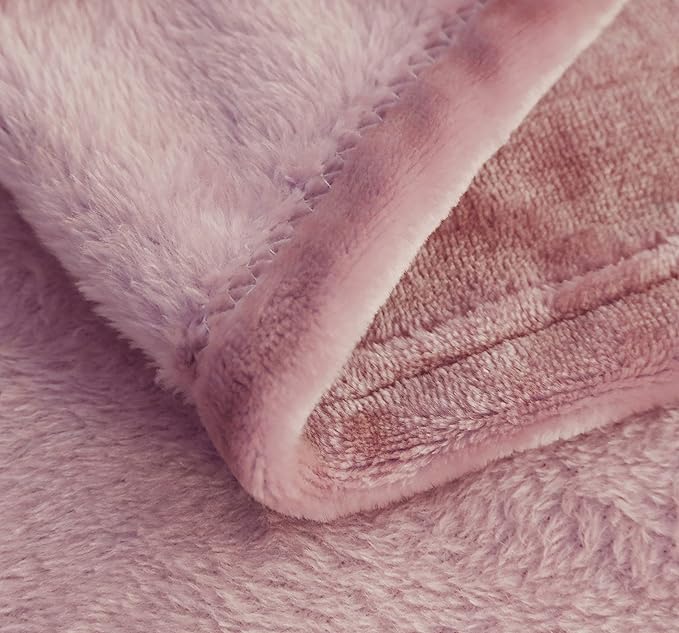 SOCHOW Flannel Fleece Blanket Queen Size, All Season Lightweight Super Soft Cozy Blanket for Bed or Couch, Dusty Pink, 90x90 inches