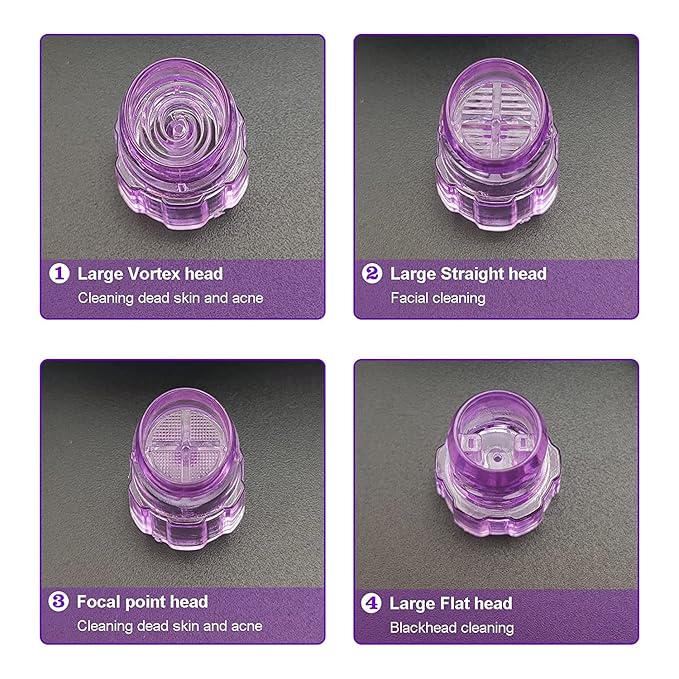 Elitzia Plastic Hydro Dermabrasion Microderma Heads Hydra Facial Aqua Peel Tips Water Peeling Caps Facial Care Skin Cleaning Tool Beauty Machine Replacement Spare Parts 8pcs Per Set （Purple）