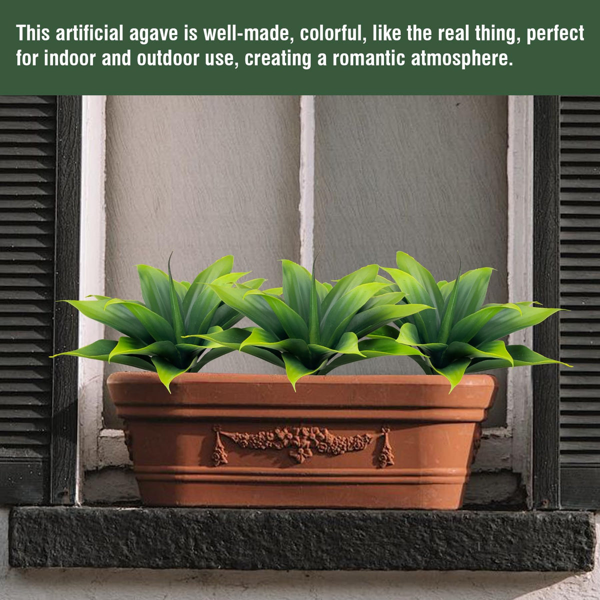 Ttranewsoo Fake Plants Artificial Agave Plants,Large UV Resistant Fake Agave Planters for Indoor and Outdoor Decorating Tropical Plant Succulents Greenery Indoor Decor((2Pack Light Green) 13.8"