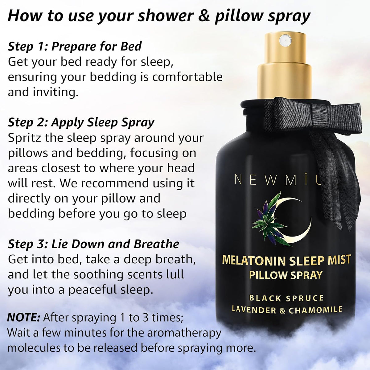 Deep Sleep Pillow Spray Lavender Chamomile Essential Oil Aromatherapy Mist for Sleep Relaxation Calming Stress Relief Bedtime Shower Spray Luxury Gift
