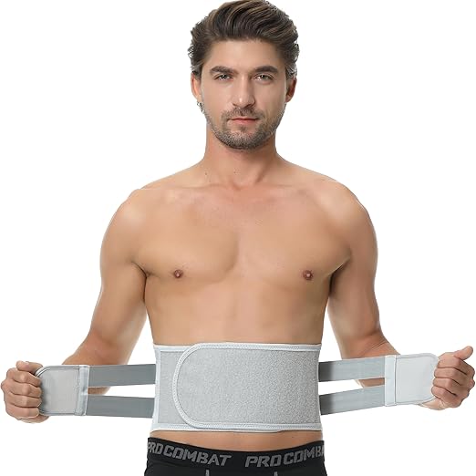 NeoTech Care Back Support Belt - Breathable & Adjustable Lower Back Brace - Double Pull Compression Straps (Grey, Size XL)