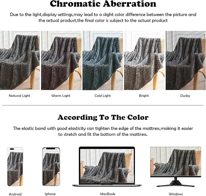 NEWCOSPLAY Super Soft King Blanket Grey Premium Silky Flannel Fleece 3D Waffle Checkered Lightweight Bed Blanket All Season Use (Dark Grey, King(90"x110"))