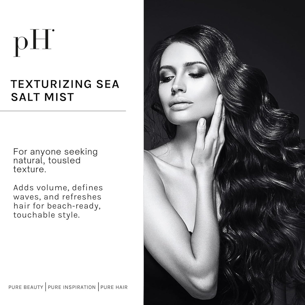 pH PURE HAIR Sea Salt Spray for Beach Waves - Volumizing Hair Spray for All Hair Types - Lightweight Unscented Formula for Textured Wavy Hair - Perfect for Curly, Wavy & Straight Hair - 6.76 Oz
