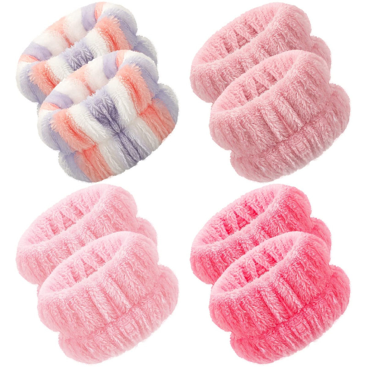 Chuangdi 4 Pairs Wrist Bands for Washing Face Wrist Spa Microfiber Wash Towel Band Scrunchies Absorbent Wristbands Sweatband for Women Prevent Liquid from Spilling(Vivid Colors)