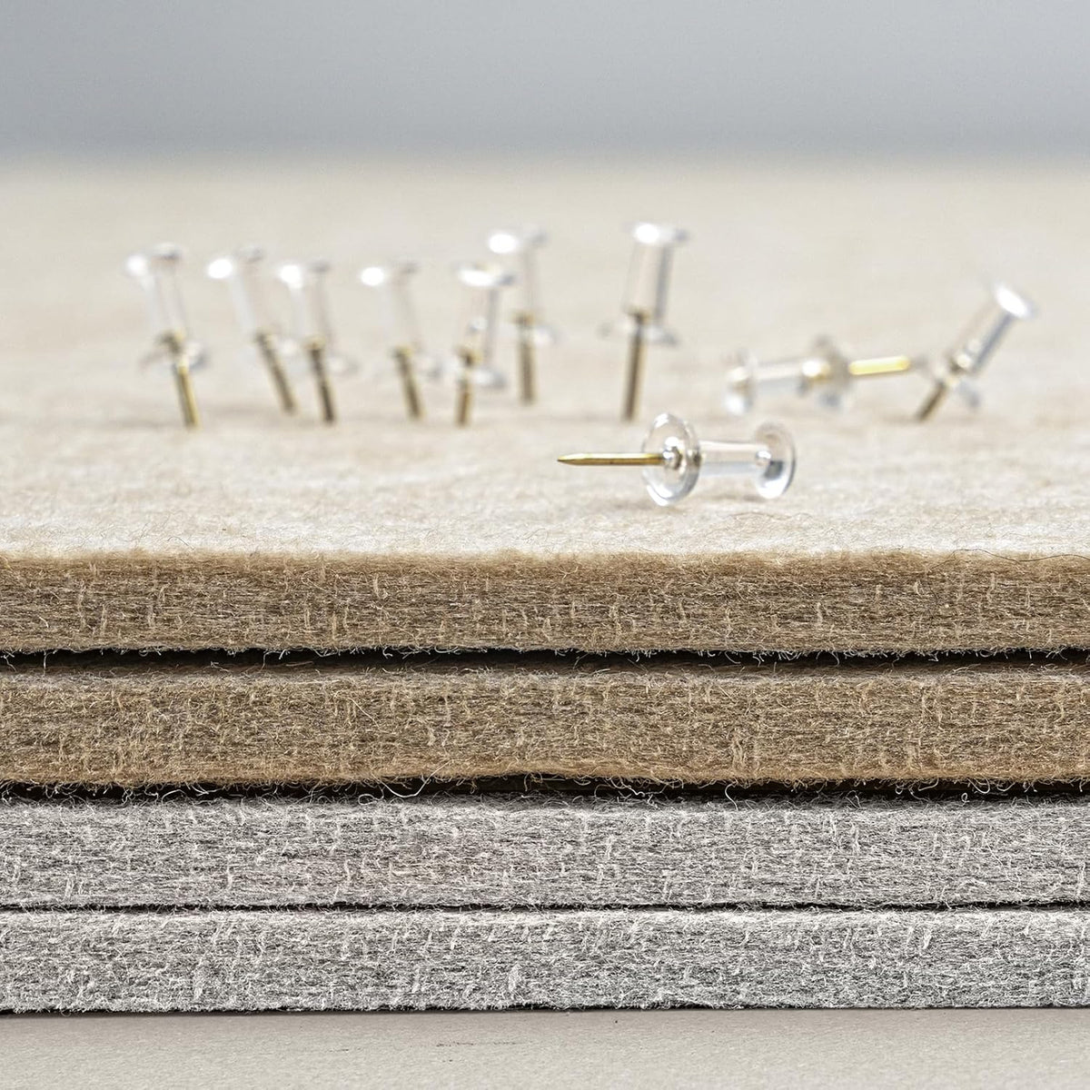 Bulletin Board, 24 x 18 inches Felt Board Decorative Pin Board, Cork Board Alternative for Wall, Foldable Photo Board Self-Adhesive Vision Board Mood Board with 20 Pushpins - Light Gray