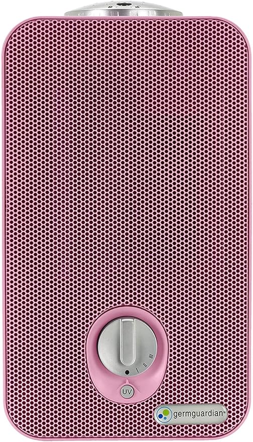 GermGuardian Air Purifier for Home with HEPA Pure Filter, Night Light Projector, UV-C Light Helps Reduce Germs, Removes 99.97% of Pollutants, Rooms up to 263 Sq. Ft., 11", Pink, AC4150PCA