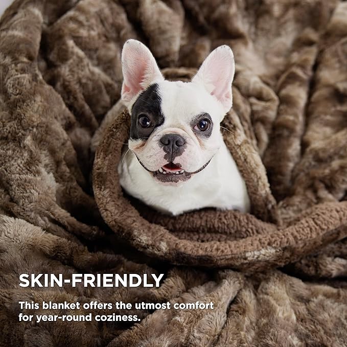 Bedsure Sherpa Blanket Twin Size - Soft, Fuzzy & Fluffy Faux Fur - Warm, Cozy Blanket for Couch, Sofa and Bed, Tie Dye Design, Brown, 60x80 Inches