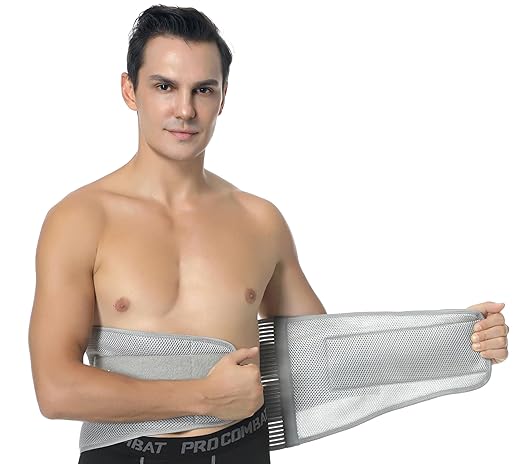 NeoTech Care Adjustable Compression Back Brace Lumbar Support Belt, Grey, Size XXXL
