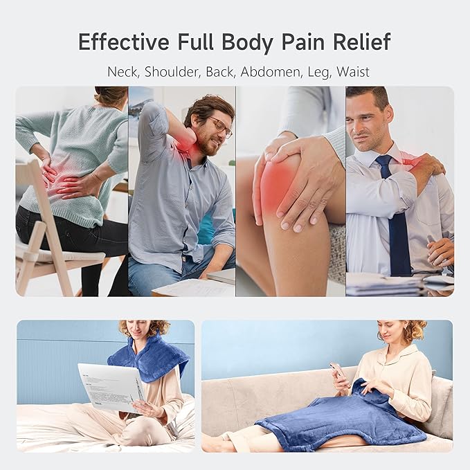 Heating Pad for Back Pain Relief, 24"x33" Weighted Heating Pads for Neck and Shoulder, Back Heating Pads Fast-Heating with 10 Heat Settings, 4 Timing Setting Full Body Heating Pad, Gifts for Women Men
