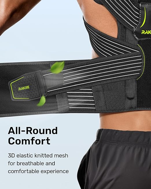 Posture Corrector for Women and Men, Upgraded Back Brace with Enhanced Support, Shoulder Straightener with Cushioned Shoulder Pads & Underarm Strap, Yellow Size M (Upper Waist: 35.4"-41.3")