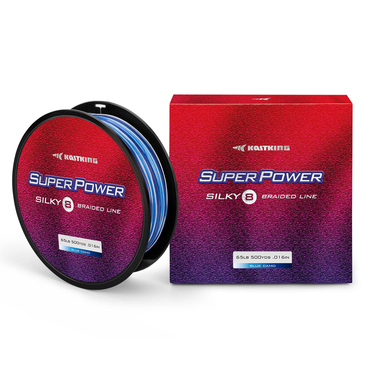 KastKing Superpower Silky8 Braided Fishing Line, Blue Camo, 8 Strand, 80LB, 150Yds